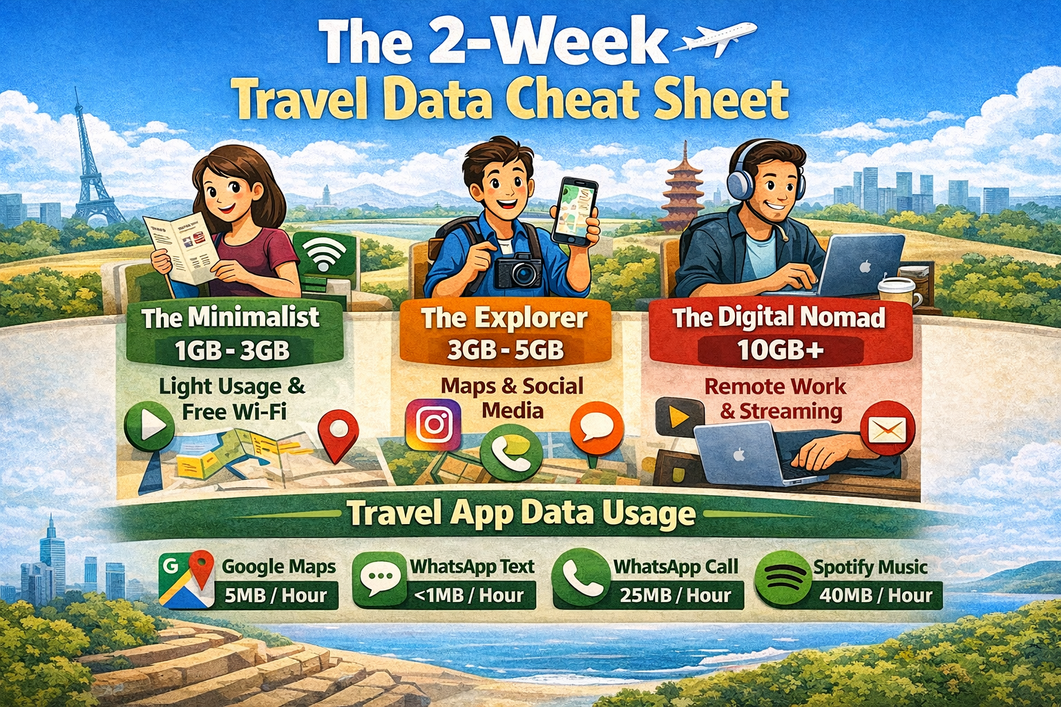 How Much Data Do I Need on an eSIM for a 2-Week Trip? (A Traveler’s Guide)